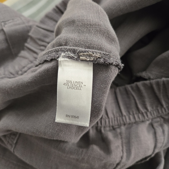 Pure Jill Linen Blend Wide-Leg Cropped Pants Medium Light Quarry Rock - Picture 3 of 3